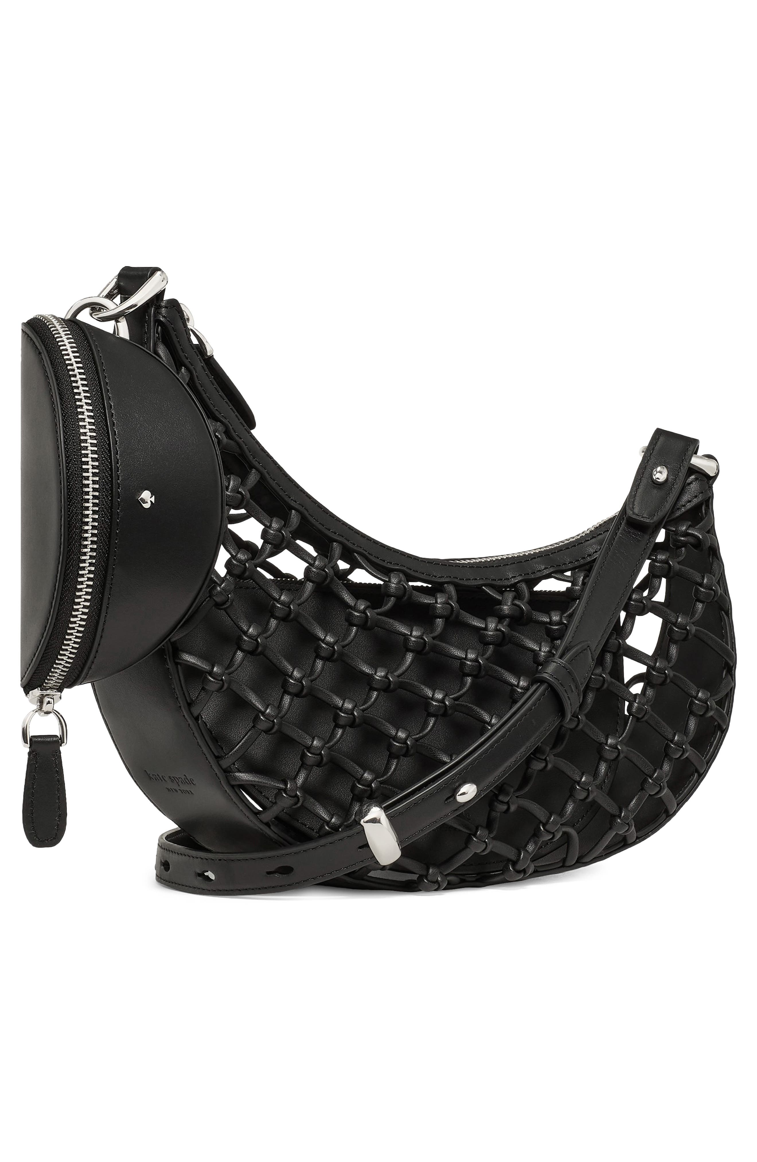 Kate Spade New York duo woven crossbody bag, Alternate, color, Black