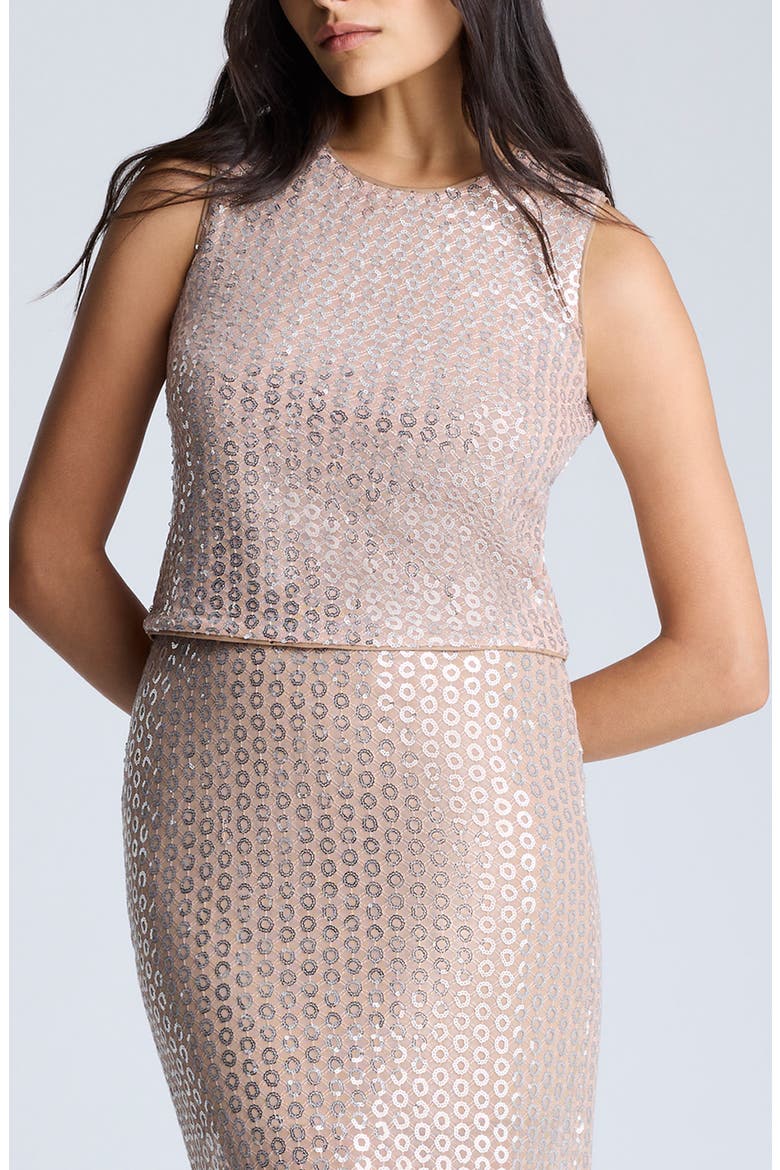 Sequin Crop Tank, Main, color, SILVER/ NUDE
