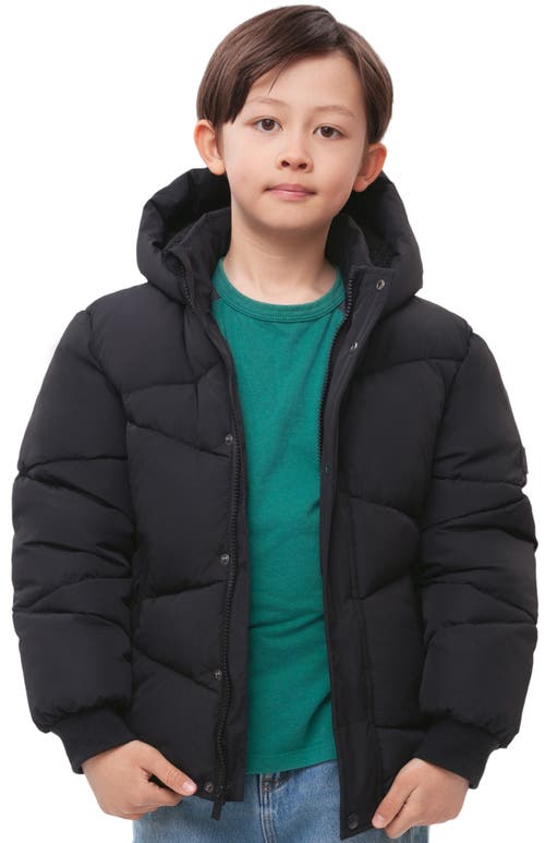 Rokka&rolla Kids' Cozy Grid Puffer Jacket In Black