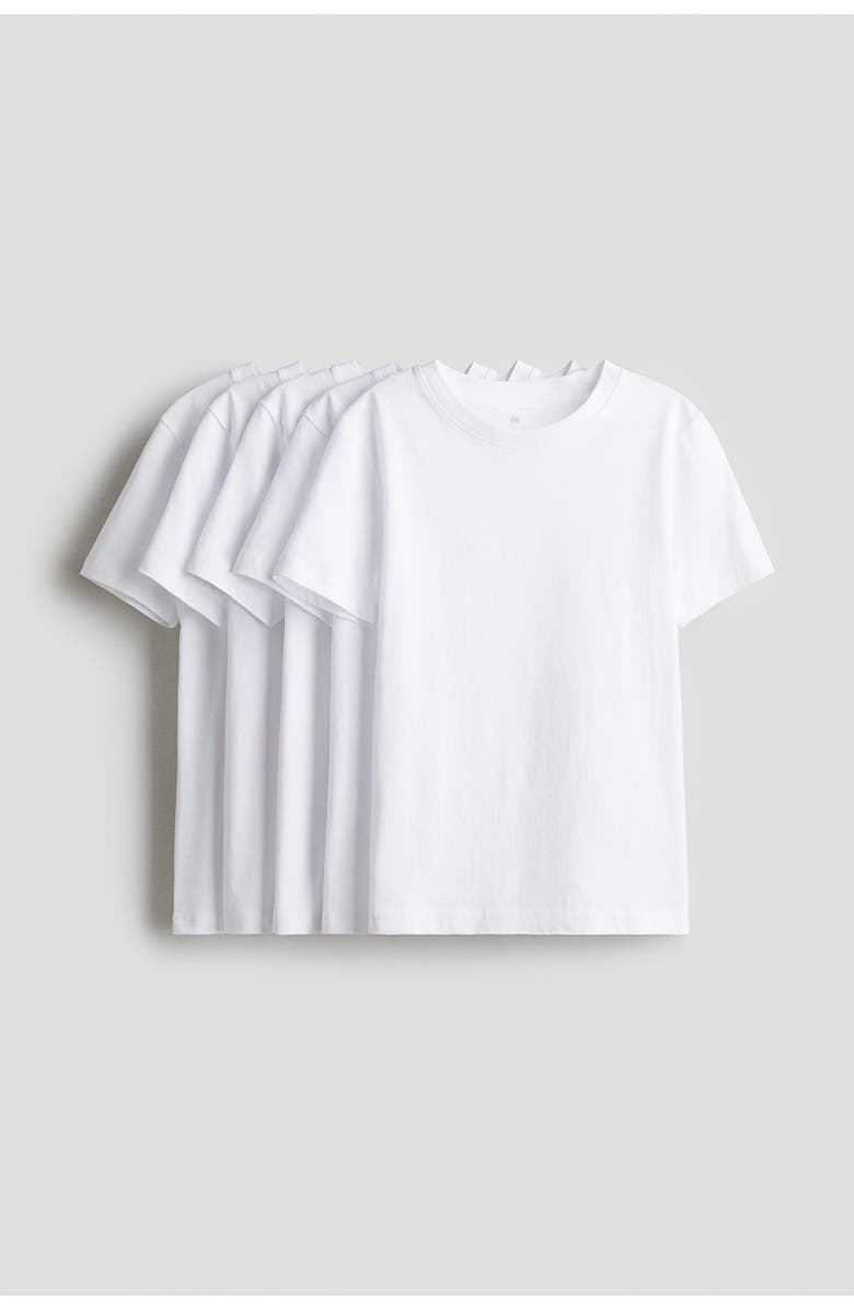H&M 5-pack T-shirts, Main, color, White
