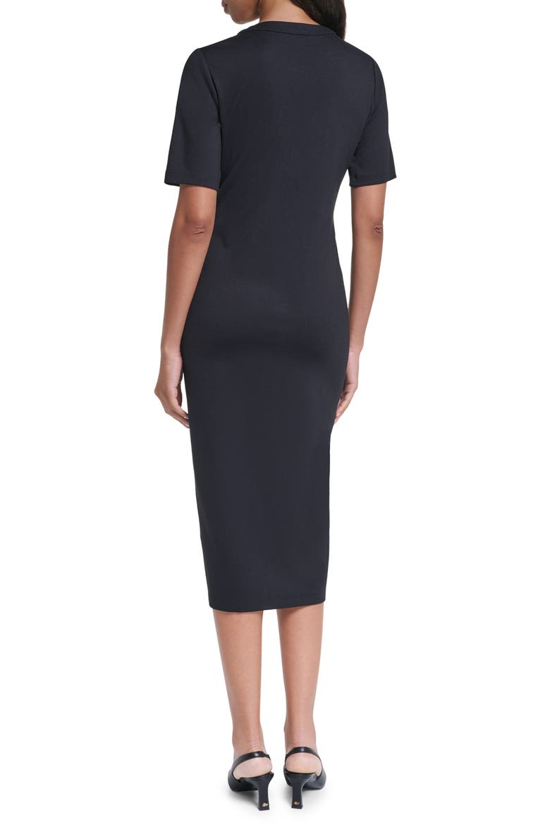Button Front Midi Knit Dress, Alternate, color, BLACK