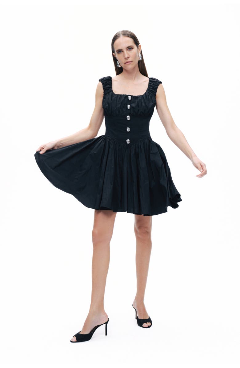Nocturne Black Corset-Style Buttoned Mini Dress, Alternate, color,