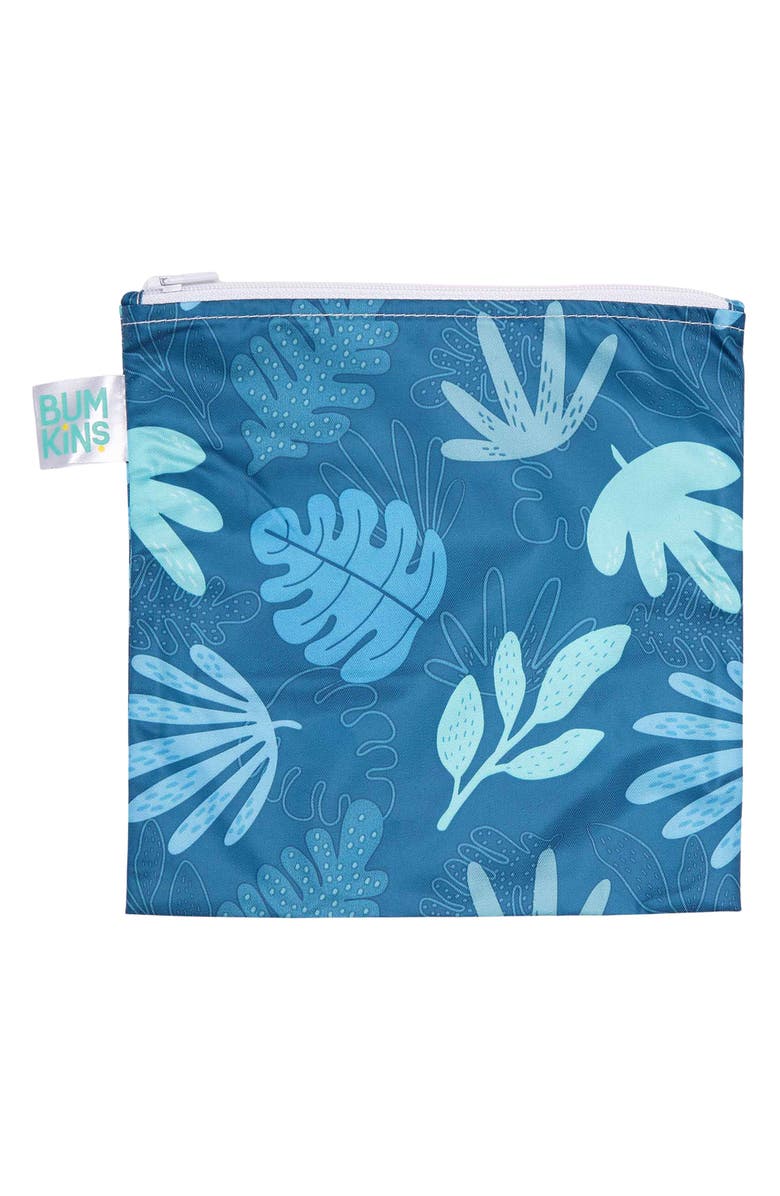 Bumkins Blue Leaf Large Reusable Snack Bag, Main, color,