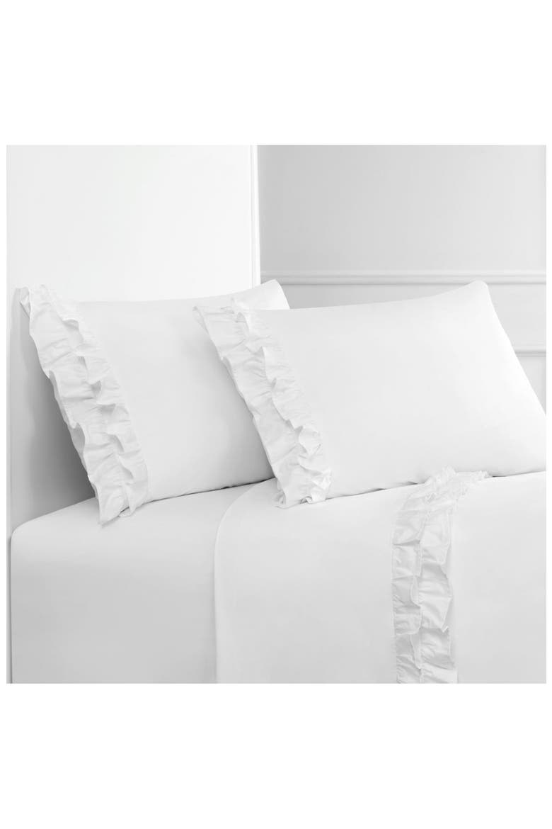 Percale Cotton Double Ruffle Sheet 2-Piece Set, Alternate, color, WHITE