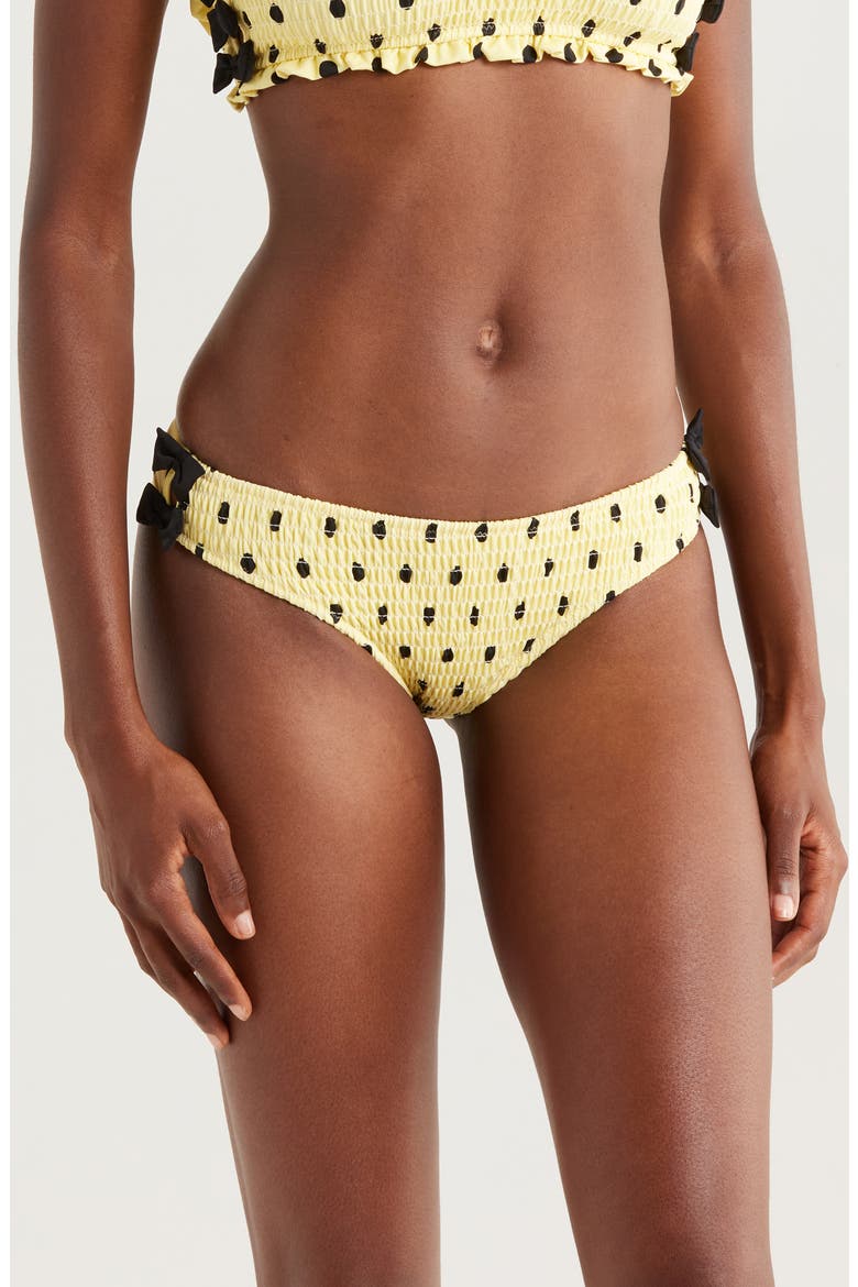 Shirred Bow Bikini Bottoms, Main, color, YELLOW
