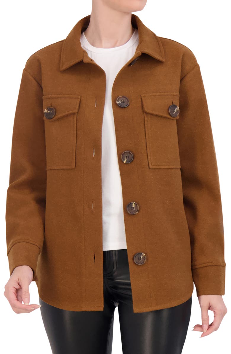 Ookie & Lala Faux Wool Shacket, Main, color, Nutmeg