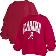 PRESSBOX Women's Pressbox Crimson Alabama Crimson Tide Janise Arch Over Logo Waist Length Oversized Pullover Sweatshirt