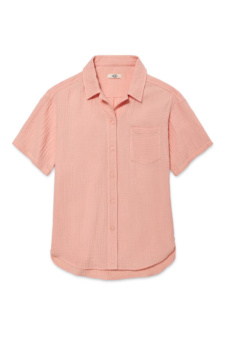 Embrook Short Sleeve Cotton Gauze Pajama Top, Alternate, color, SUNSTONE