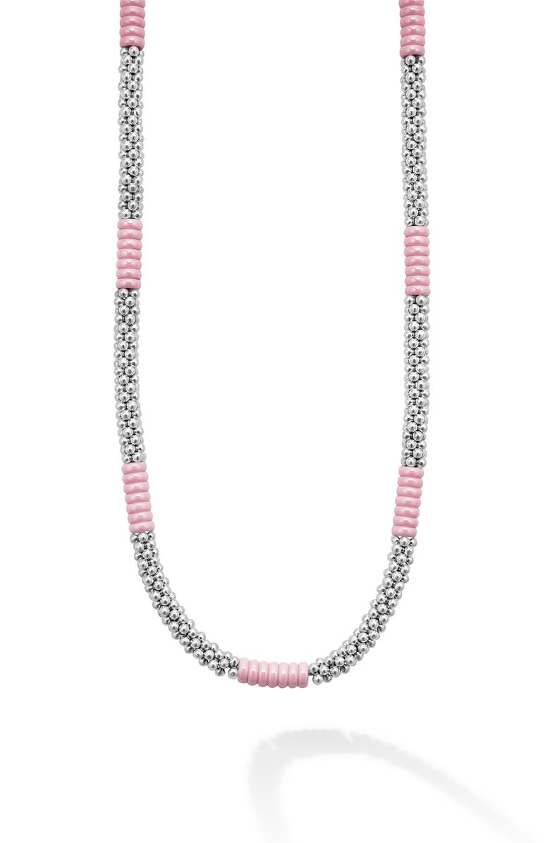 LAGOS Pink Caviar Ceramic Station Necklace, Alternate, color, Pink