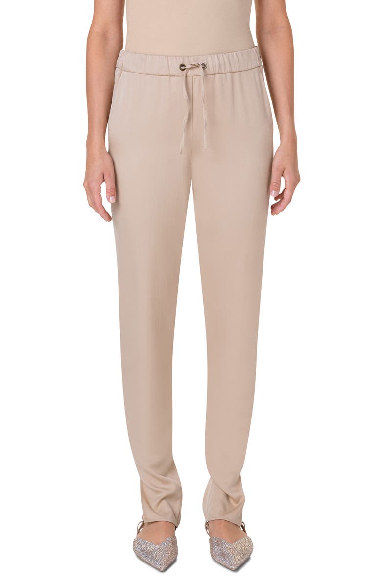 Akris punto Mike Split Hem Crepe Pants, Main, color, Beige