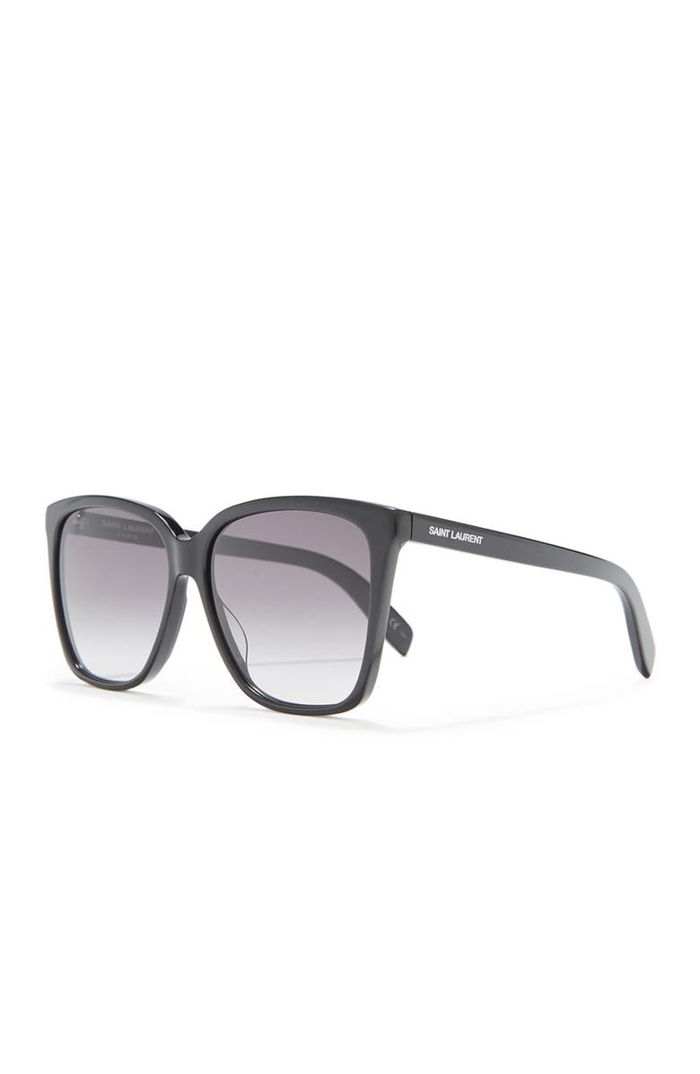 Saint Laurent Square 56mm Sunglasses, Alternate, color, Black Black Grey