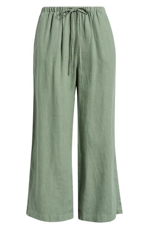 Wide Leg Crop Linen Pants