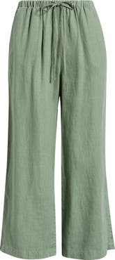 Caslon® Wide Leg Crop Linen Pants