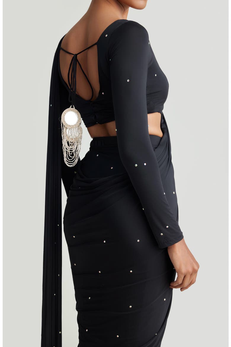 Five Second Beaded Saree, Alternate, color, BLACK