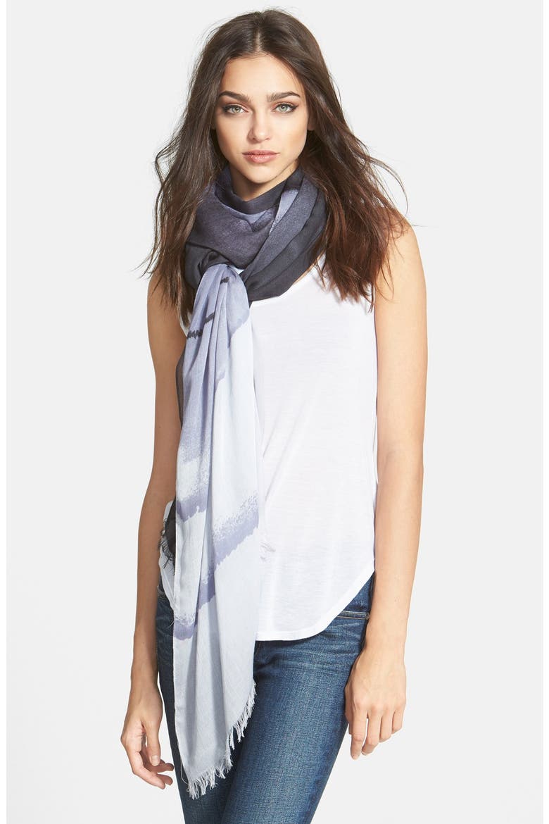 'TV Painterly Landscape' Scarf, Main, color, GREY COMBO
