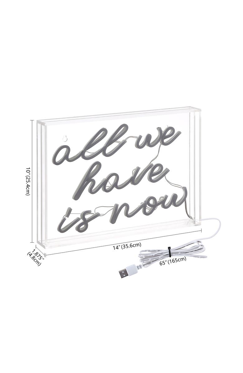 JONATHAN Y All X 10" Contemporary Glam Acrylic Box USB Operated LED Neon Light, Alternate, color, White
