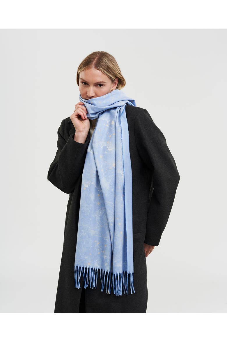 Zodiac Long Fringed Scarf, Alternate, color, Light Blue