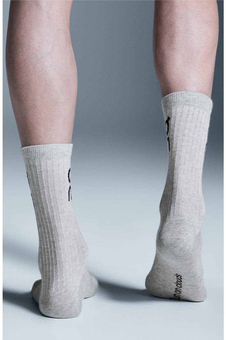 3-Pack Logo Crew Socks, Alternate, color, HEATHER GRAY