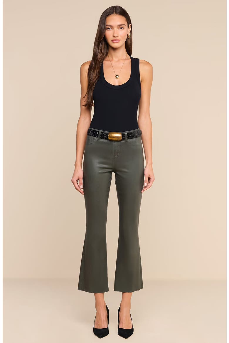 Kendra Coated High Waist Crop Flare Jeans, Alternate, color, ASH OLIVE COATED
