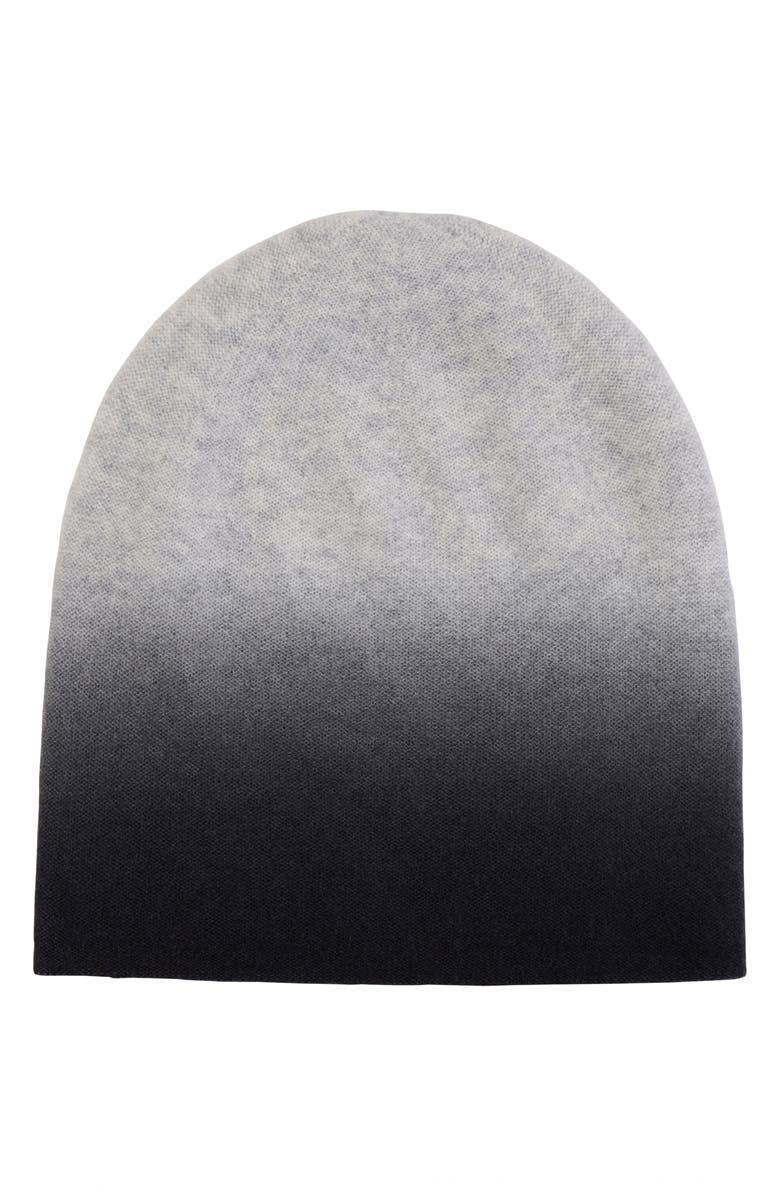 Amicale Ombré Dip Dye Cashmere Beanie, Main, color, Charcoal/ Grey