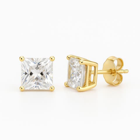 14K Yellow Gold Square Cut Earrings