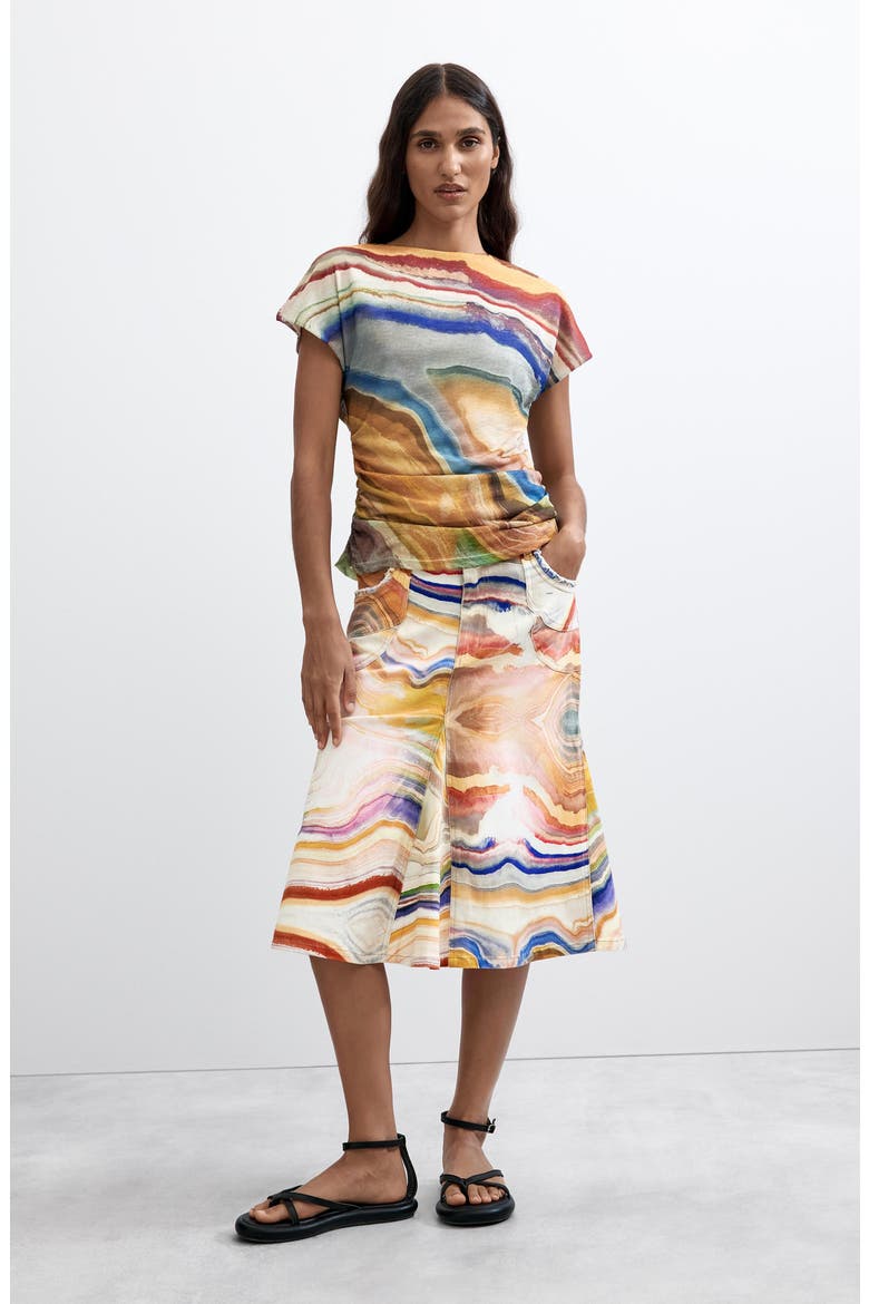 Ruched Short Sleeve T-Shirt, Alternate, color, MULTI