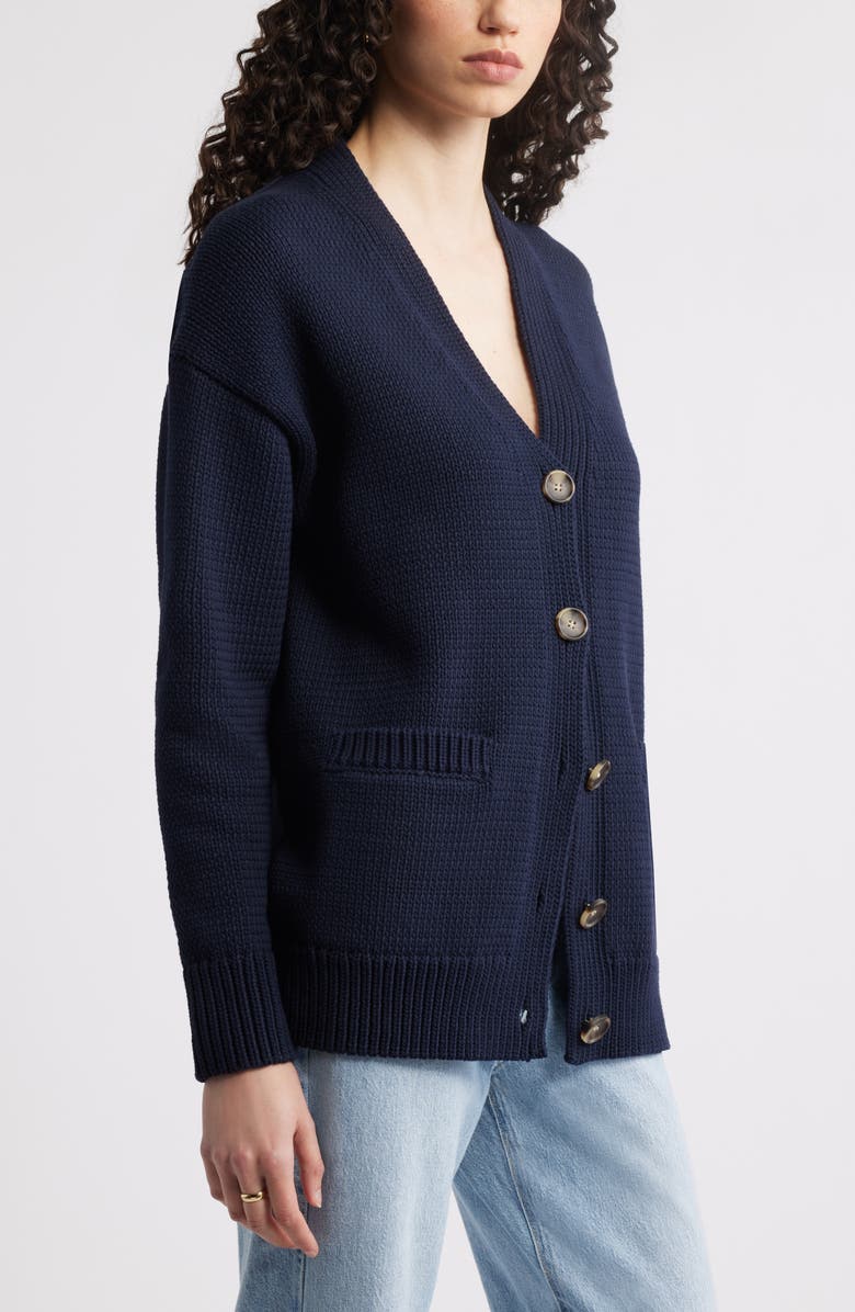 Nordstrom Chunky Cotton Blend Cardigan, Alternate, color, Navy Night