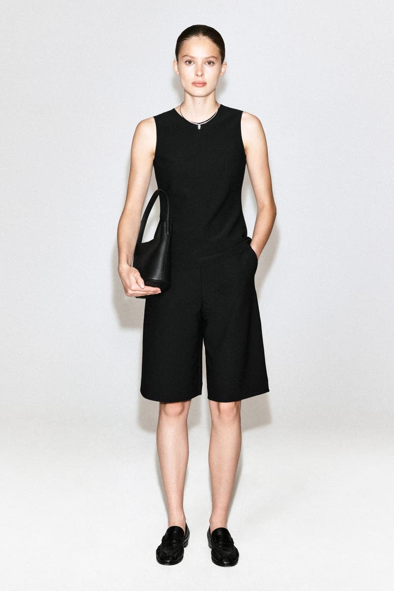 Crepe Wide-Leg Shorts, Alternate, color, BLACK