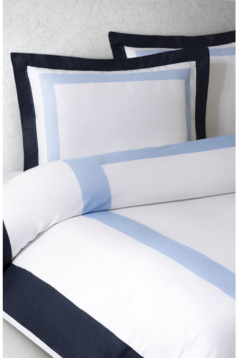 Double Border Sateen Weave Duvet Cover & Sham Set, Alternate, color, NAVY