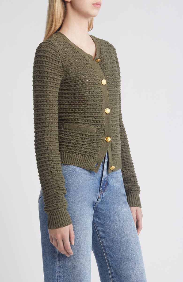 rag & bone Marlee Open Stitch Cardigan, Alternate, color, Army