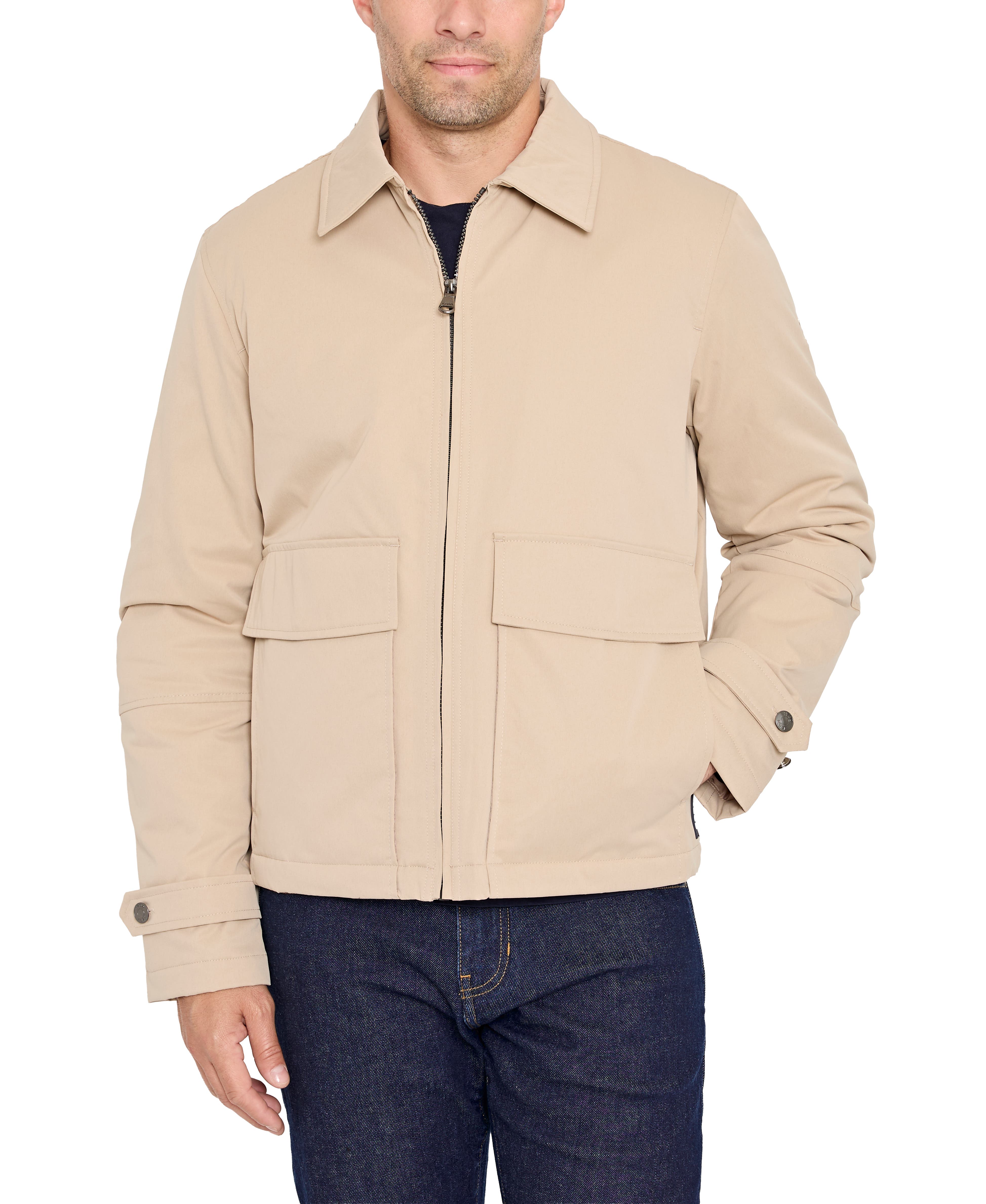 Izod Work Jacket With Corduroy Collar In Neutral