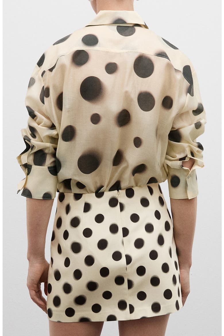 Polka Dot Button-Up Shirt, Alternate, color, ECRU