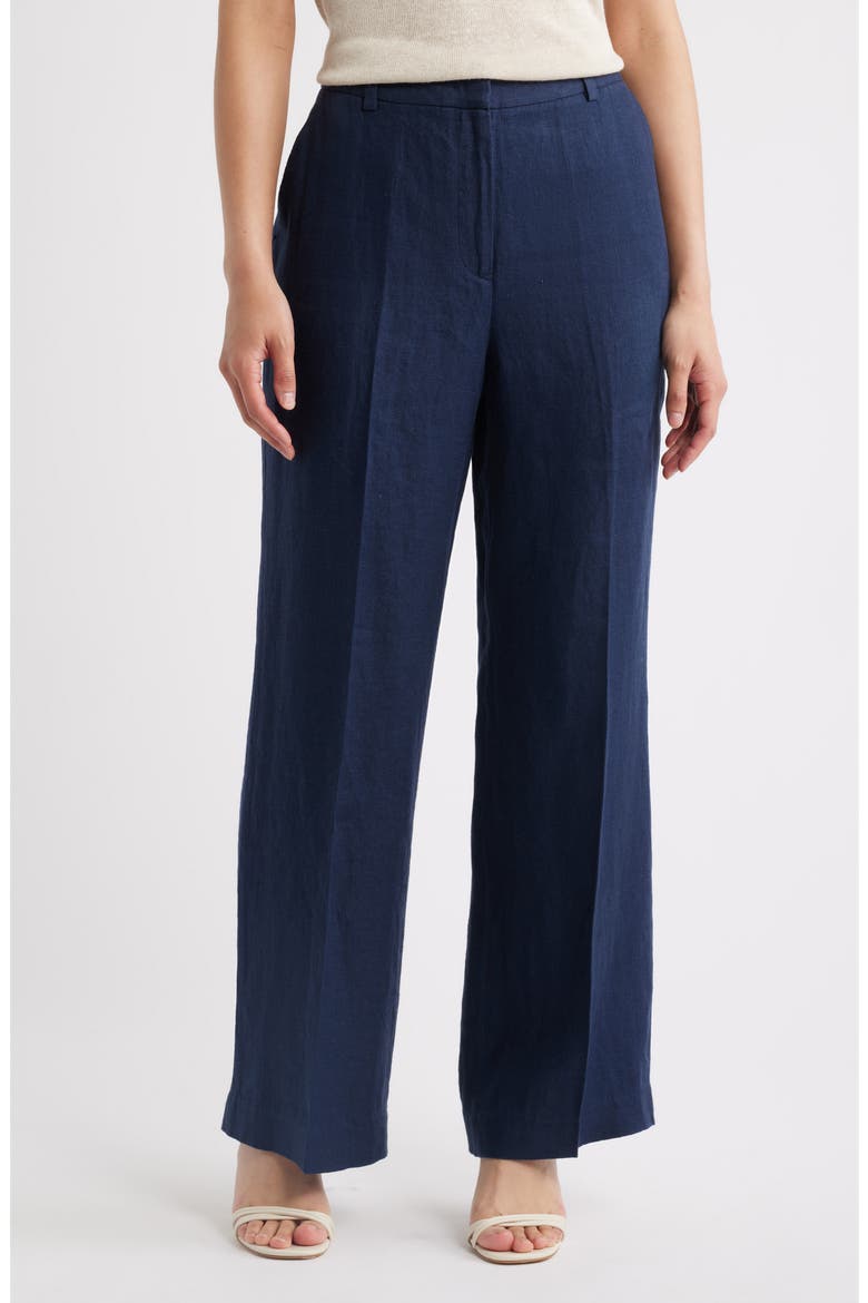 The Ellie Linen Wide Leg Pants, Main, color, NAVY