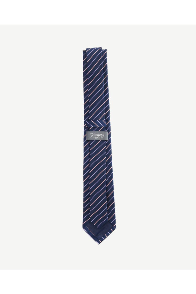 Blush Striped Silk Jacquard Tie, Alternate, color, Navy