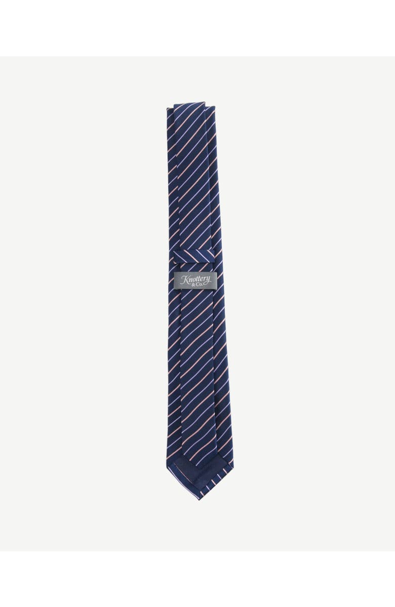 Knottery & Co Blush Striped Silk Jacquard Tie, Alternate, color, Navy