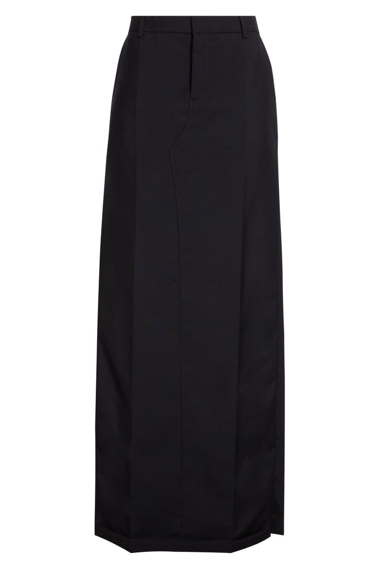 Wool & Mohair Tailored Maxi Skirt, Alternate, color, BLACK