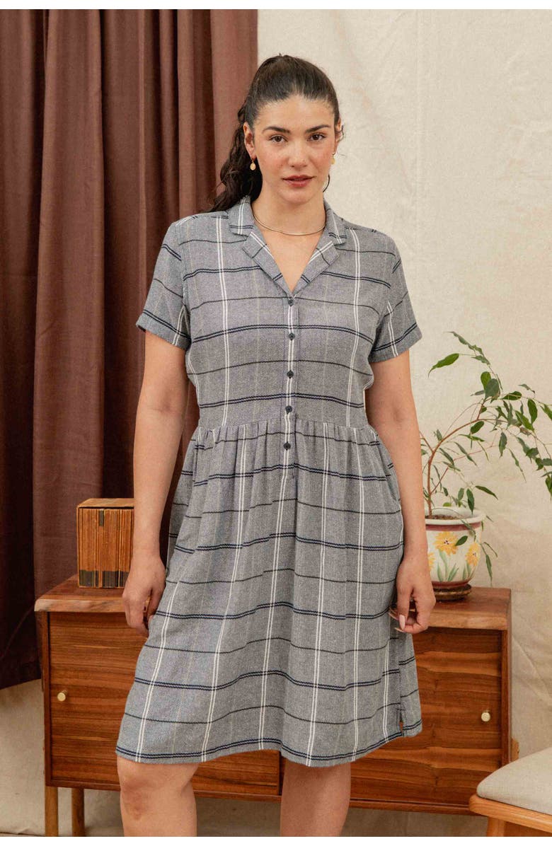 Bridge & Burn Ruby Shirt Dress, Alternate, color, Overcast Grid