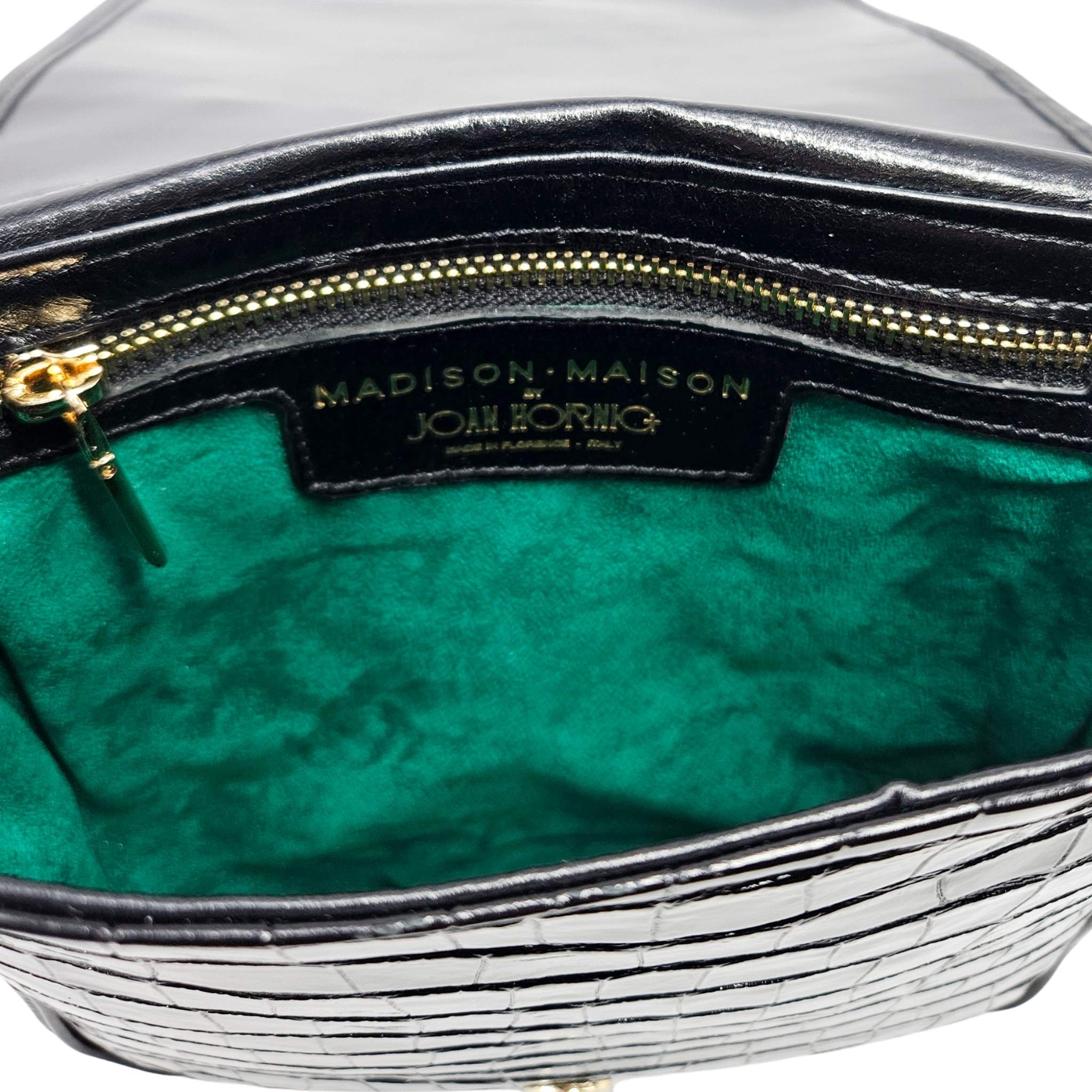 Madison Maison Moc Croc Crossbody Bag, Alternate, color, Black