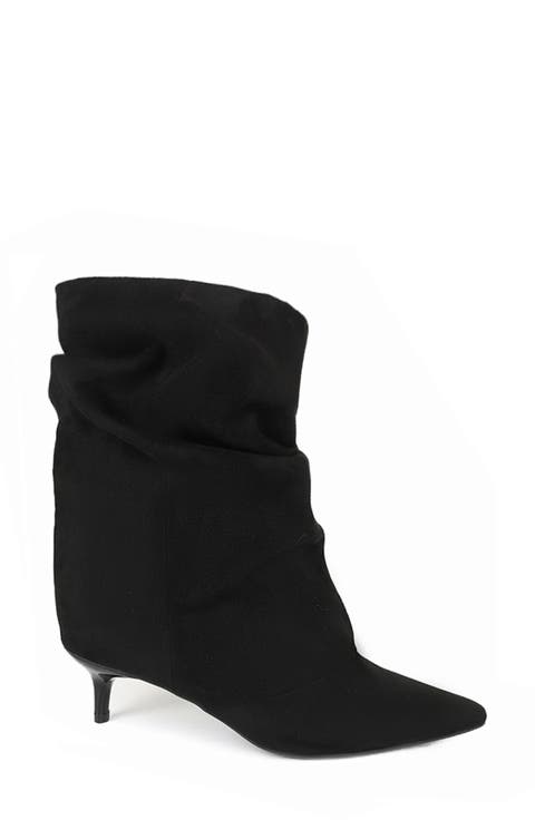 Marlene Slouchy Faux Suede Kitten Heel Bootie