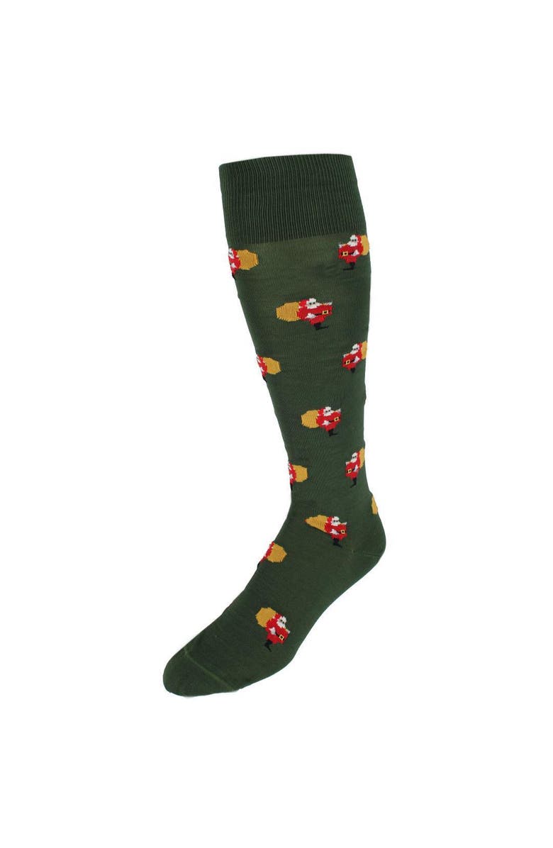 Trafalgar Santa's Delivery Novelty Over The Calf Mercerized Cotton Sock, Main, color, Green