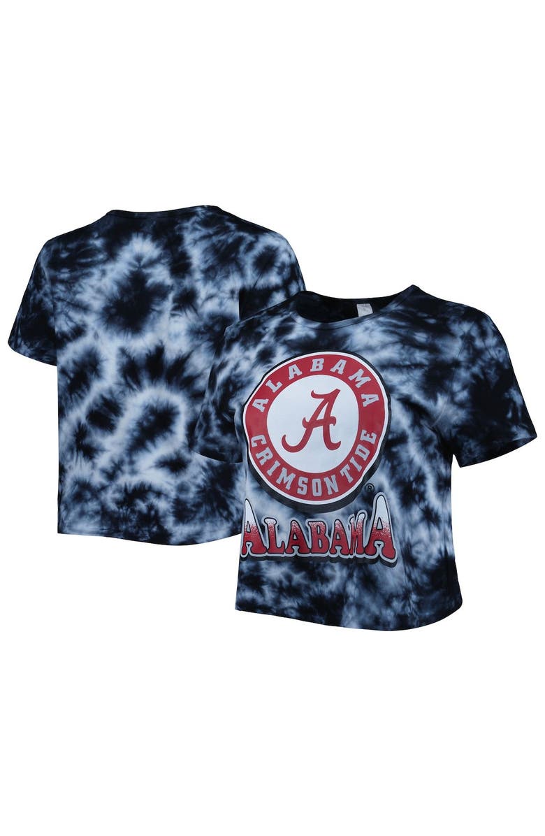 ZOOZATZ Women's ZooZatz Black Alabama Crimson Tide Cloud-Dye Cropped T-Shirt, Main, color, 