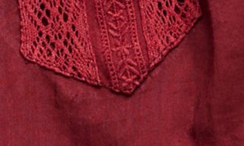 Free People Evermore Lace Inset Semisheer Cotton Top In Burgundy