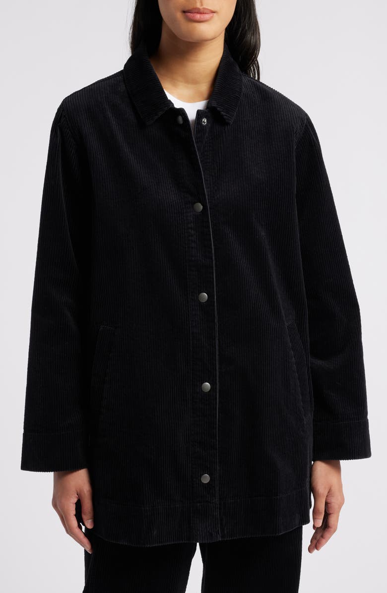 Eileen Fisher Classic Collar Long Stretch Corduroy Jacket, Alternate, color, 