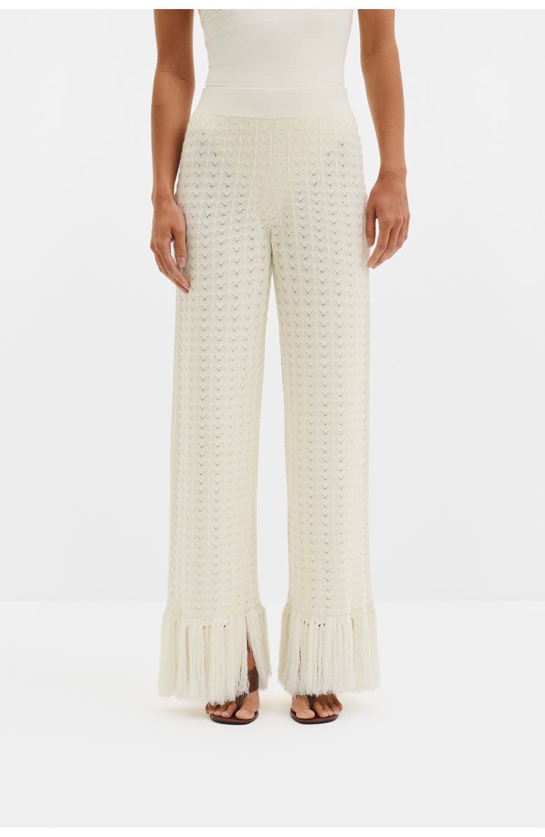 Malina Alycia Knitted Fringe Pants, Main, color, White