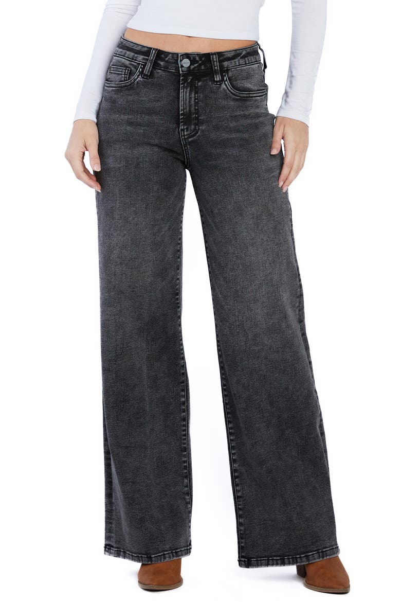 Mighty High Waist Wide Leg Jeans, Main, color, FADED BLACK