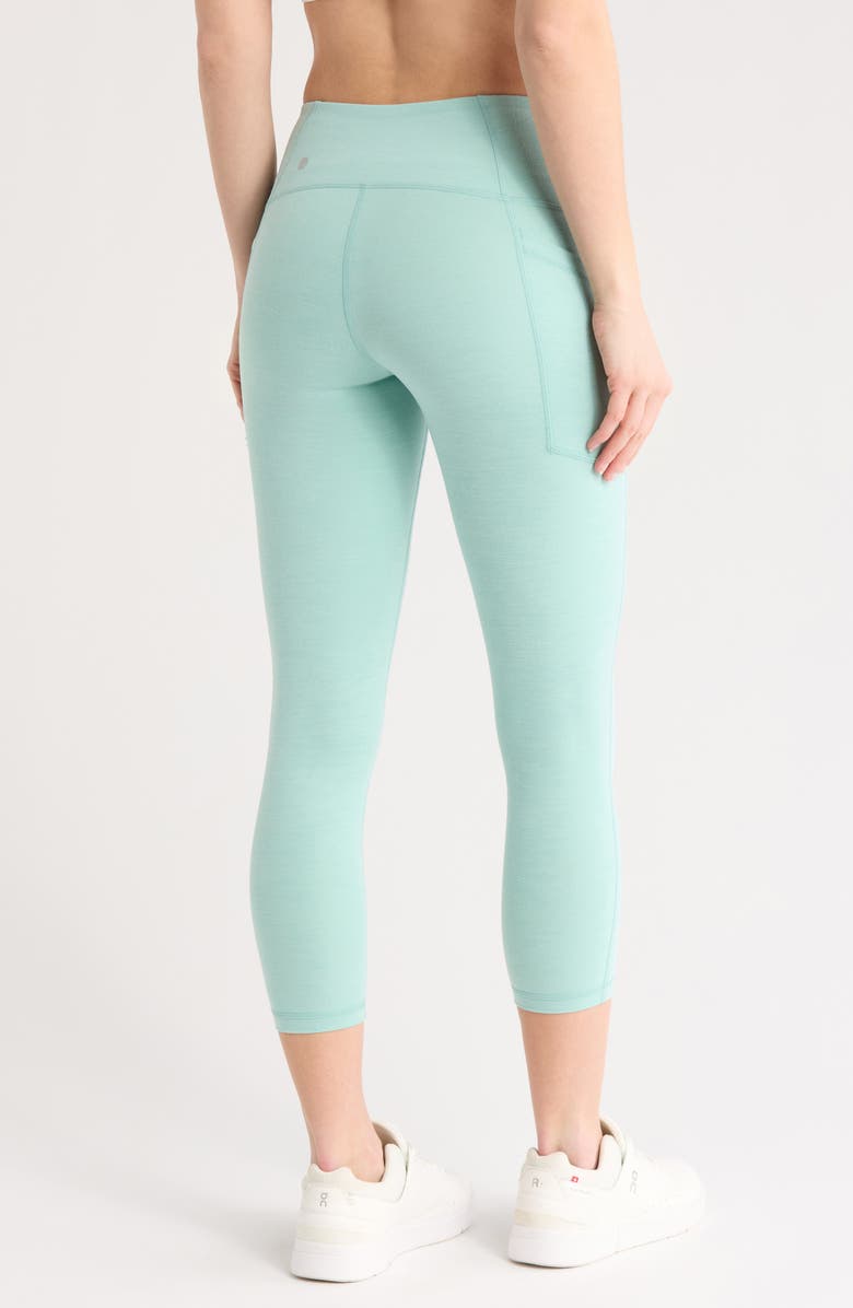 Z by Zella Perform High Waist Heather 7/8 Pocket Leggings, Alternate, color, Teal Aquifer