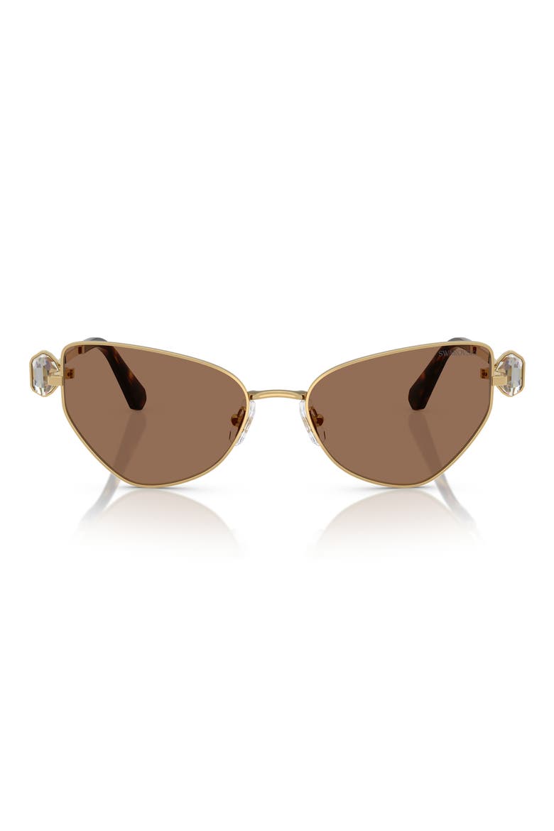 57mm Irregular Butterfly Sunglasses, Main, color, GOLD BROWN