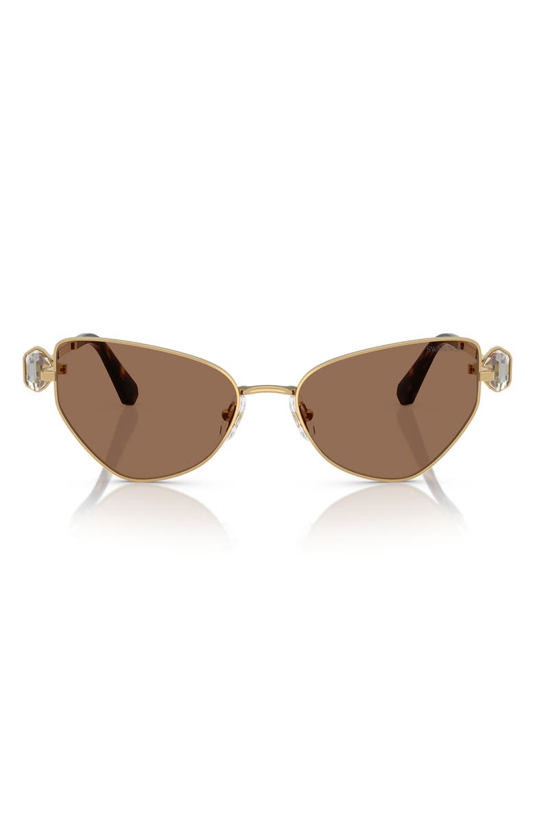 Swarovski 57mm Irregular Butterfly Sunglasses, Main, color, Gold Brown