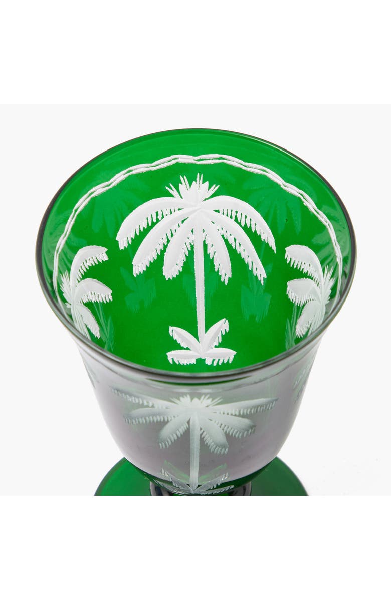 Mrs. Alice Emerald Palm Tree Wine Glasses, Alternate, color, Green