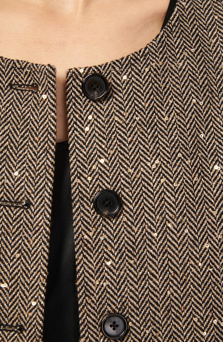 CAMI NYC Serrano Sequin Wool Blend Herringbone Crop Jacket, Alternate, color, 